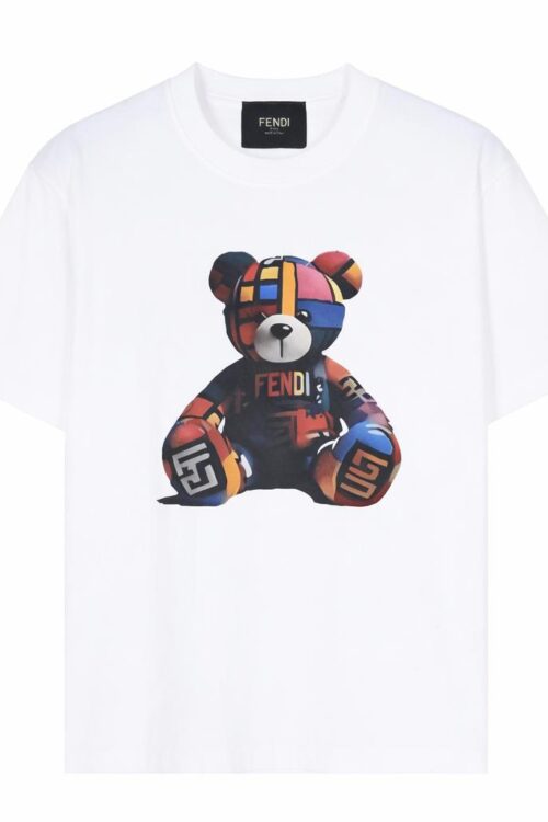 Fendi Colorful Bear Print Short-Sleeve T-Shirt