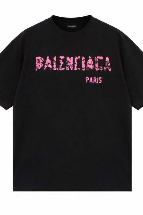 Balenciaga Blur Print Crew Neck Short-Sleeve T-Shirt