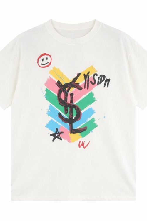 YSL Playful Graffiti Print Short-Sleeve T-Shirt